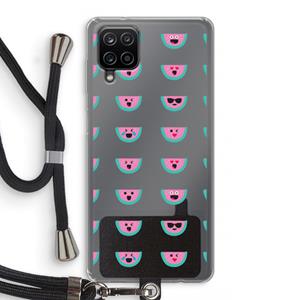 CaseCompany Smiley watermeloenprint: Samsung Galaxy A12 Transparant Hoesje met koord