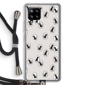 CaseCompany Miauw: Samsung Galaxy A42 5G Transparant Hoesje met koord