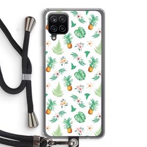 CaseCompany Ananas bladeren: Samsung Galaxy A12 Transparant Hoesje met koord