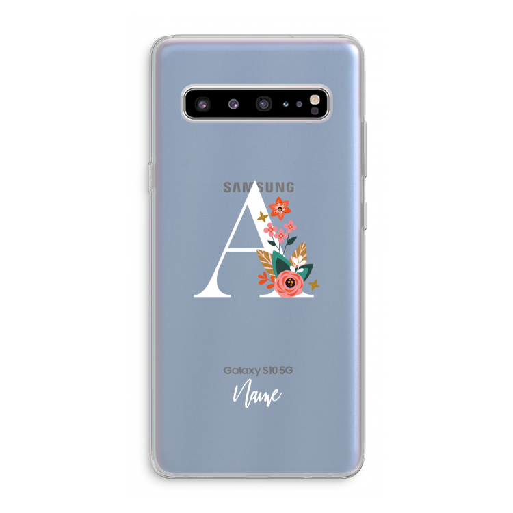 CaseCompany Pink Bouquet: Samsung Galaxy S10 5G Transparant Hoesje