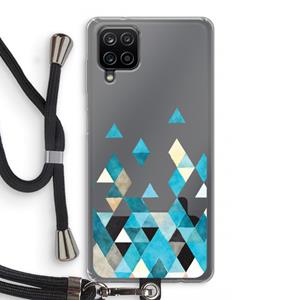 CaseCompany Gekleurde driehoekjes blauw: Samsung Galaxy A12 Transparant Hoesje met koord