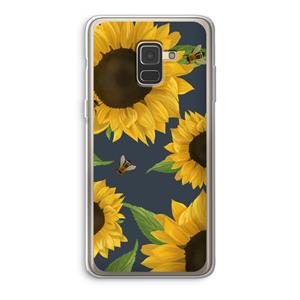 CaseCompany Sunflower and bees: Samsung Galaxy A8 (2018) Transparant Hoesje