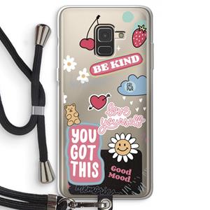 CaseCompany Positivity: Samsung Galaxy A8 (2018) Transparant Hoesje met koord