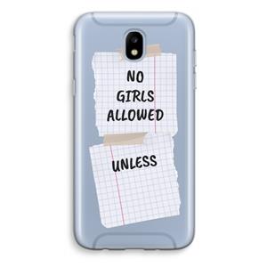 CaseCompany No Girls Allowed Unless: Samsung Galaxy J5 (2017) Transparant Hoesje