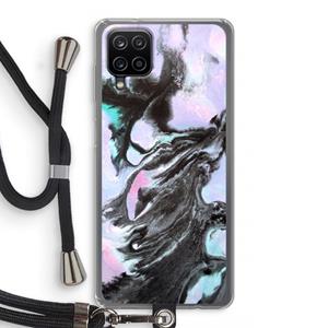 CaseCompany Pastel zwart: Samsung Galaxy A12 Transparant Hoesje met koord