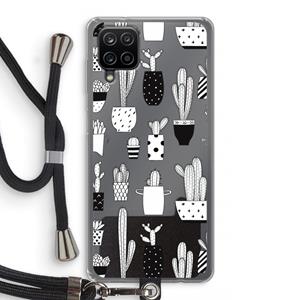 CaseCompany Cactusmotief: Samsung Galaxy A12 Transparant Hoesje met koord