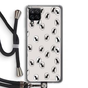 CaseCompany Miauw: Samsung Galaxy A12 Transparant Hoesje met koord