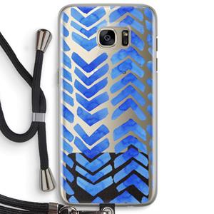 CaseCompany Blauwe pijlen: Samsung Galaxy S7 Edge Transparant Hoesje met koord