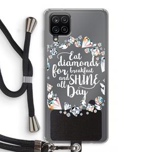 CaseCompany Diamonds: Samsung Galaxy A12 Transparant Hoesje met koord
