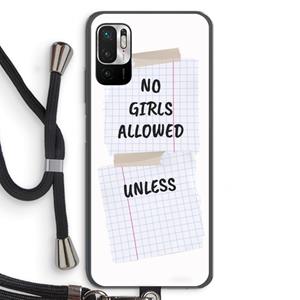CaseCompany No Girls Allowed Unless: Xiaomi Redmi Note 10 5G Transparant Hoesje met koord