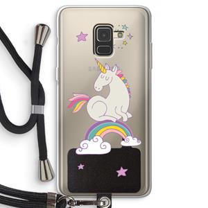 CaseCompany Regenboog eenhoorn: Samsung Galaxy A8 (2018) Transparant Hoesje met koord