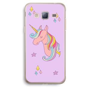 CaseCompany Roze eenhoorn: Samsung Galaxy J3 (2016) Transparant Hoesje