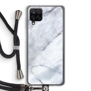 CaseCompany Witte marmer: Samsung Galaxy A12 Transparant Hoesje met koord
