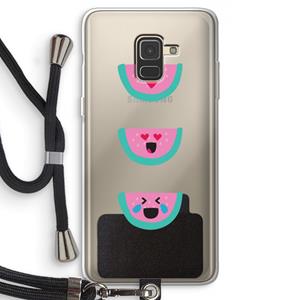 CaseCompany Smiley watermeloen: Samsung Galaxy A8 (2018) Transparant Hoesje met koord