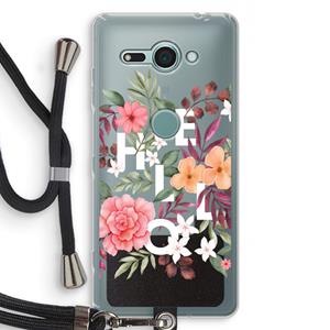CaseCompany Hello in flowers: Sony Xperia XZ2 Compact Transparant Hoesje met koord