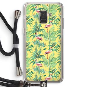 CaseCompany Flamingo party: Samsung Galaxy A8 (2018) Transparant Hoesje met koord