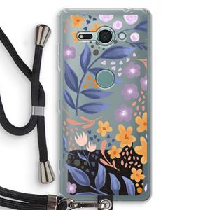 CaseCompany Flowers with blue leaves: Sony Xperia XZ2 Compact Transparant Hoesje met koord