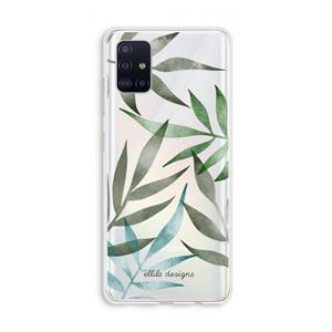 CaseCompany Tropical watercolor leaves: Galaxy A51 4G Transparant Hoesje