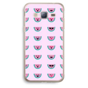 CaseCompany Smiley watermeloenprint: Samsung Galaxy J3 (2016) Transparant Hoesje