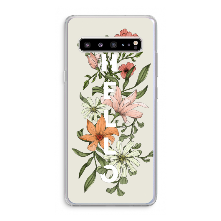 CaseCompany Hello bloemen: Samsung Galaxy S10 5G Transparant Hoesje