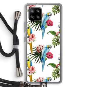 CaseCompany Kleurrijke papegaaien: Samsung Galaxy A42 5G Transparant Hoesje met koord