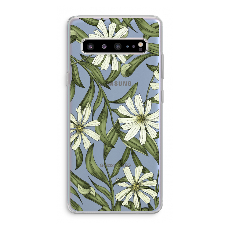 CaseCompany Wit bloemenpatroon: Samsung Galaxy S10 5G Transparant Hoesje