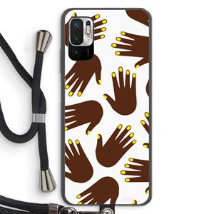 CaseCompany Hands dark: Xiaomi Redmi Note 10 5G Transparant Hoesje met koord