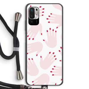 CaseCompany Hands pink: Xiaomi Redmi Note 10 5G Transparant Hoesje met koord