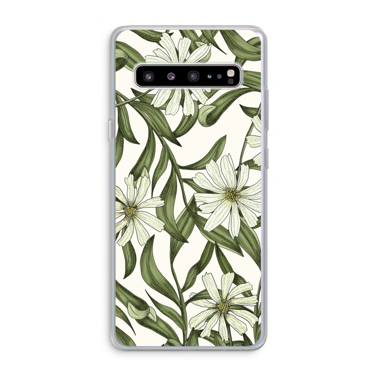 CaseCompany Wit bloemenpatroon: Samsung Galaxy S10 5G Transparant Hoesje