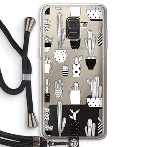 CaseCompany Cactusmotief: Samsung Galaxy A8 (2018) Transparant Hoesje met koord