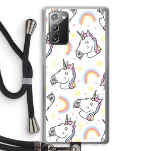 CaseCompany Rainbow Unicorn: Samsung Galaxy Note 20 / Note 20 5G Transparant Hoesje met koord