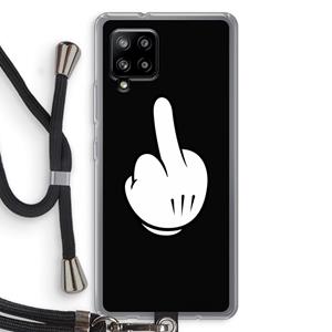 CaseCompany Middle finger black: Samsung Galaxy A42 5G Transparant Hoesje met koord