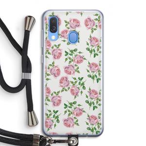 CaseCompany Kleine roosjes: Samsung Galaxy A40 Transparant Hoesje met koord