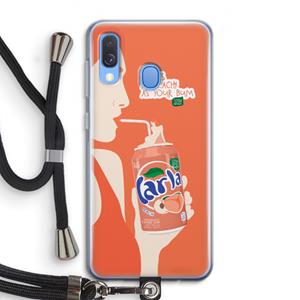 CaseCompany Peach please!: Samsung Galaxy A40 Transparant Hoesje met koord