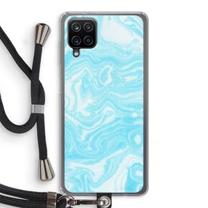 CaseCompany Waterverf blauw: Samsung Galaxy A12 Transparant Hoesje met koord