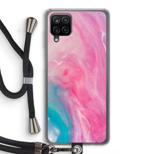 CaseCompany Roze explosie: Samsung Galaxy A12 Transparant Hoesje met koord