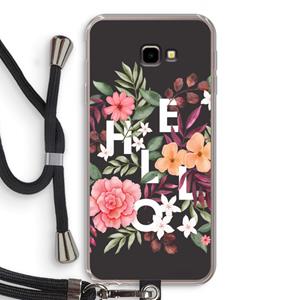 CaseCompany Hello in flowers: Samsung Galaxy J4 Plus Transparant Hoesje met koord