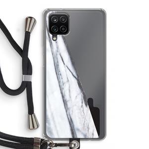 CaseCompany Gestreepte marmer: Samsung Galaxy A12 Transparant Hoesje met koord