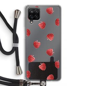 CaseCompany Framboosjes: Samsung Galaxy A12 Transparant Hoesje met koord