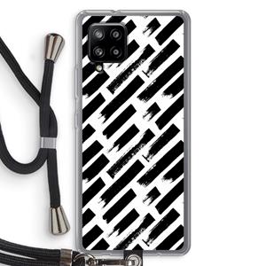 CaseCompany Zwarte vegen: Samsung Galaxy A42 5G Transparant Hoesje met koord