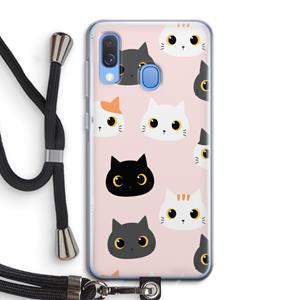 CaseCompany Katten: Samsung Galaxy A40 Transparant Hoesje met koord