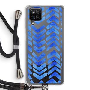 CaseCompany Blauwe pijlen: Samsung Galaxy A12 Transparant Hoesje met koord