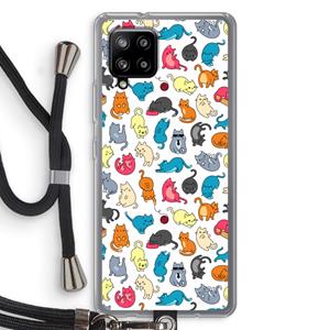 CaseCompany Kleurrijke katten: Samsung Galaxy A42 5G Transparant Hoesje met koord
