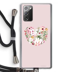 CaseCompany GRL PWR Flower: Samsung Galaxy Note 20 / Note 20 5G Transparant Hoesje met koord