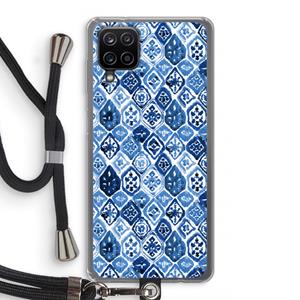CaseCompany Blauw motief: Samsung Galaxy A12 Transparant Hoesje met koord