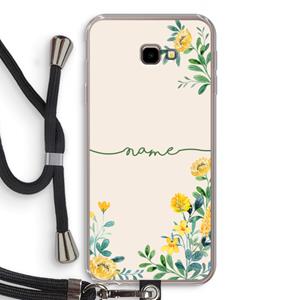 CaseCompany Gele bloemen: Samsung Galaxy J4 Plus Transparant Hoesje met koord