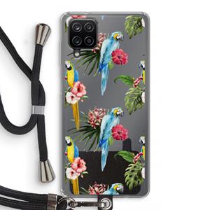 CaseCompany Kleurrijke papegaaien: Samsung Galaxy A12 Transparant Hoesje met koord