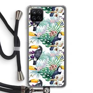CaseCompany Tukans: Samsung Galaxy A12 Transparant Hoesje met koord