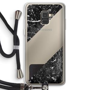CaseCompany Zwart marmer: Samsung Galaxy A8 (2018) Transparant Hoesje met koord