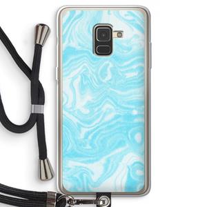 CaseCompany Waterverf blauw: Samsung Galaxy A8 (2018) Transparant Hoesje met koord